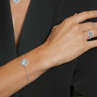 Bracelet réversible Charles Garnier en argent, oxyde de zirconium, nacre et onyx