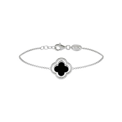 Bracelet réversible Charles Garnier en argent, oxyde de zirconium, nacre et onyx