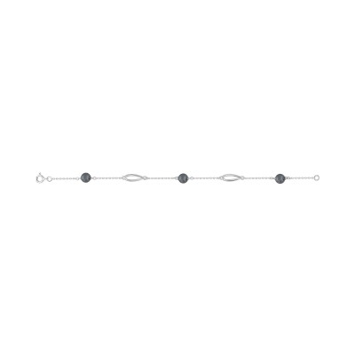 Bracelet en argent rhodié et perle d'imitation