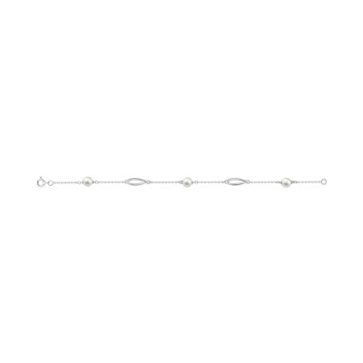 Bracelet en argent rhodié et perle d'imitation