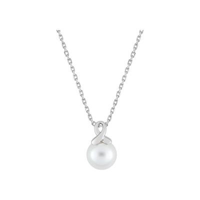 Collier en argent rhodié et perle d'imitation