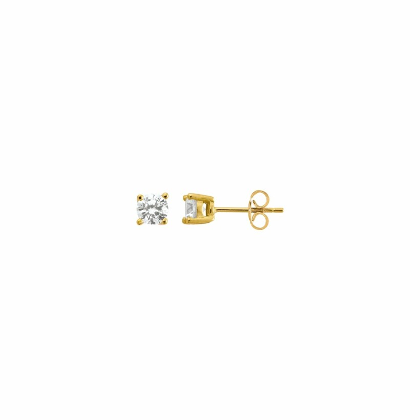 Boucles d'oreilles Jourdan Bijoux Héritage Intemporel Brillant Isis en argent doré et oxydes de zirconium