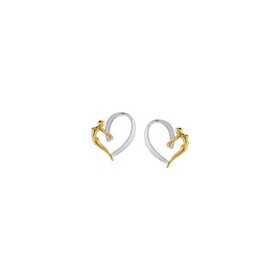 Boucles d'oreilles Jourdan Bijoux Héritage Sentimento Amore Nina en argent et argent doré 3.4g