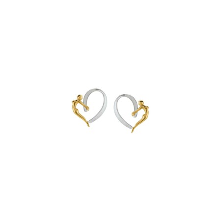 Boucles d'oreilles Jourdan Bijoux Héritage Sentimento Amore Nina en argent et argent doré 3.4g