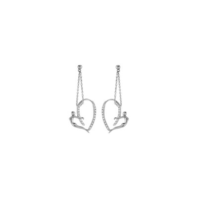 Boucles d'oreilles Jourdan Bijoux Héritage Sentimento Amore Nina en argent 3.74g et oxydes de zirconium