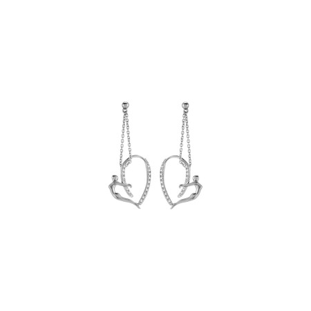 Boucles d'oreilles Jourdan Bijoux Héritage Sentimento Amore Nina en argent 3.74g et oxydes de zirconium