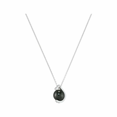 Collier Jourdan Bijoux Héritage Intemporel Galiléa Lyrae en argent 3.05g, hématite et oxydes de zirconium