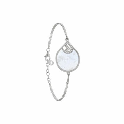 Bracelet Jourdan Bijoux Héritage Signature Initiale Joy en argent 3.97g, nacre et oxydes de zirconium