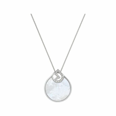 Collier Jourdan Bijoux Héritage Signature Initiale Joy en argent 4.97g, nacre et oxydes de zirconium