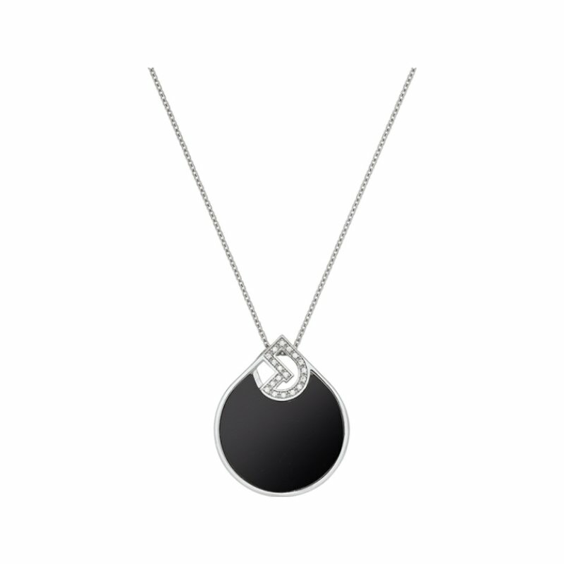 Collier Jourdan Bijoux Héritage Signature Initiale Joy en argent 4.97g, acrylique et oxydes de zirconiums