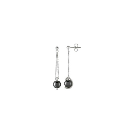 Boucles d'oreilles Jourdan Bijoux Héritage Intemporel Galiléa Lyrae en argent, hématites et oxydes de zirconium