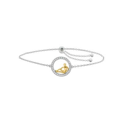 Bracelet Jourdan Bijoux Héritage Isadora en argent, argent doré et oxydes de zirconium