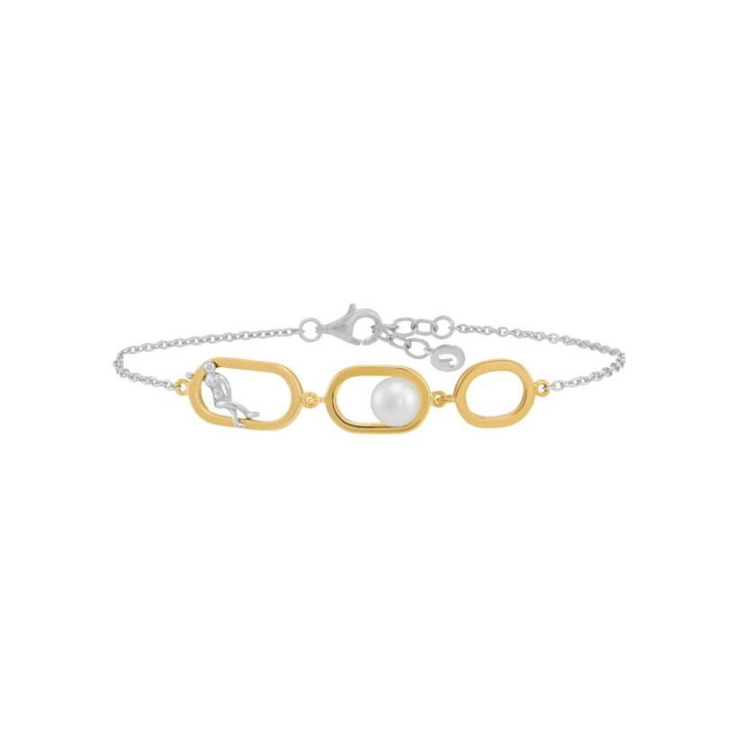 Bracelet Jourdan Bijoux Héritage Kesia en argent, argent doré et perle