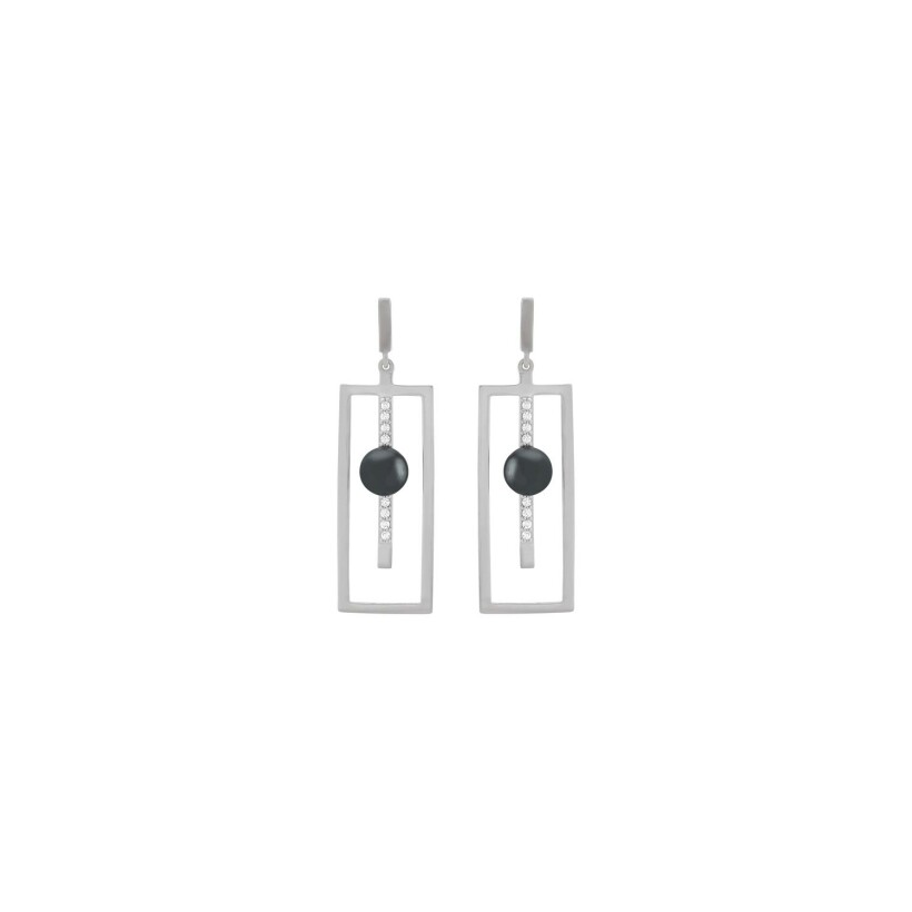 Boucles d'oreilles Jourdan Bijoux Héritage Artémis en argent, oxydes de zirconium et hématites