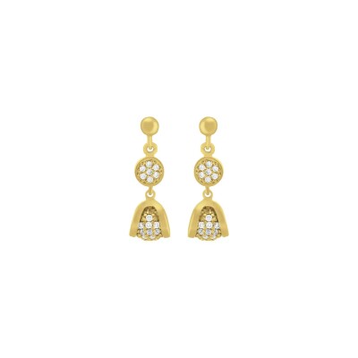 Boucles d'oreilles Jourdan Bijoux Héritage Athéna en argent doré et oxydes de zirconium