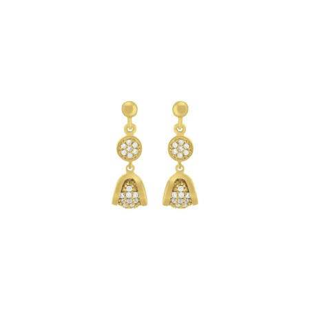 Boucles d'oreilles Jourdan Bijoux Héritage Athéna en argent doré et oxydes de zirconium