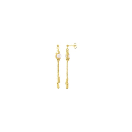 Boucles d'oreilles Jourdan Bijoux Héritage Dune en argent doré et perles