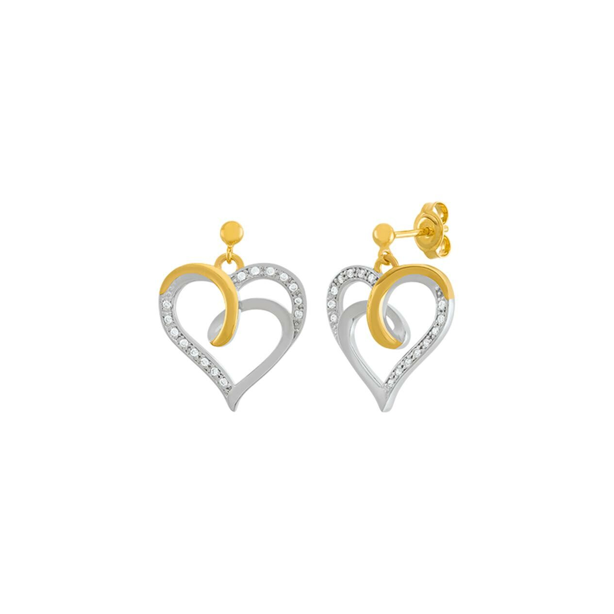 Boucles d'oreilles Jourdan Bijoux Chiara en argent, argent doré et oxydes de zirconium