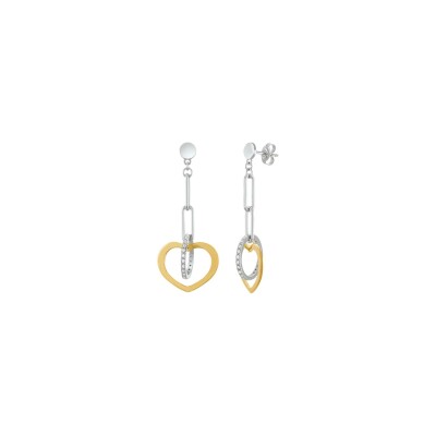 Boucles d'oreilles Jourdan Bijoux Tango en argent, argent doré et oxydes de zirconium