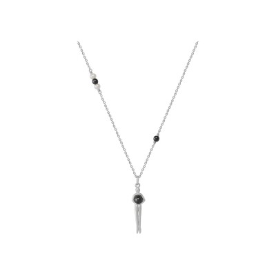 Collier Jourdan Bijoux Mouna en argent, perles blanches et hématites