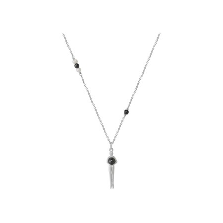 Collier Jourdan Bijoux Mouna en argent, perles blanches et hématites