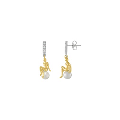 Boucles d'oreilles Jourdan Bijoux en argent, perle et zircon