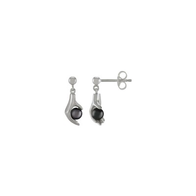 Boucles d'oreilles Jourdan Bijoux Hélicé en argent et hématite