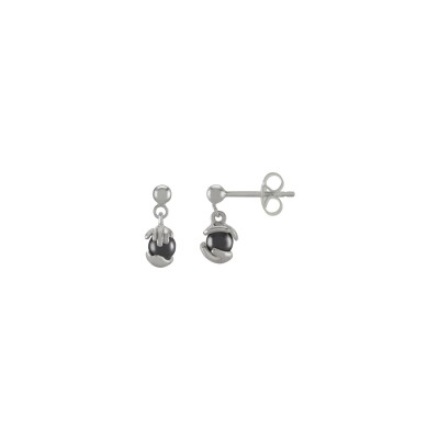 Boucles d'oreilles Jourdan Bijoux Hélicé en argent et hématite