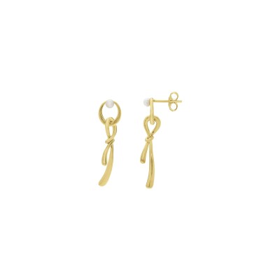 Boucles d'oreilles Jourdan Bijoux Eterna en argent doré et perle d'eau douce