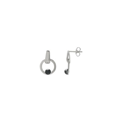 Boucles d'oreilles Jourdan Bijoux Dualia en argent et hématite