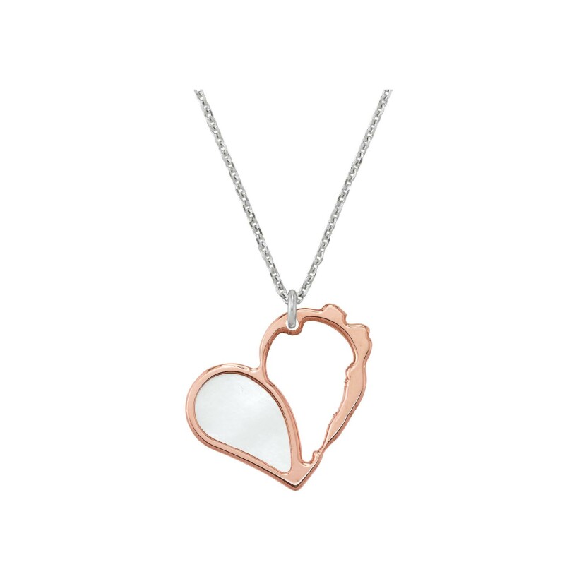 Collier Jourdan Bijoux Héritage Sentimento Amore Aphrodite en argent doré rose, argent et nacre