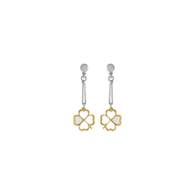 Boucles d'oreilles Jourdan Bijoux Héritage Sentimento Amore Inanna en argent doré, argent et nacre