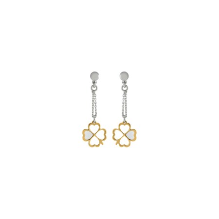 Boucles d'oreilles Jourdan Bijoux Héritage Sentimento Amore Inanna en argent doré, argent et nacre