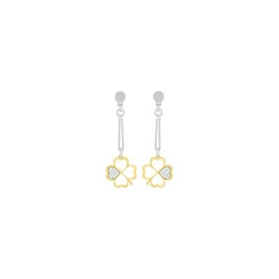 Boucles d'oreilles Jourdan Bijoux Héritage Inanna en argent, argent doré et oxydes de zirconium