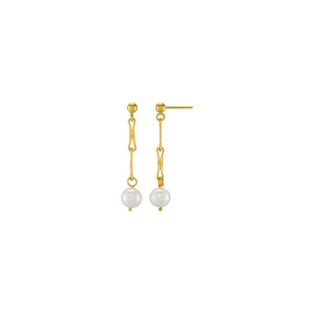 Boucles d'oreilles Jourdan Bijoux Héritage Danaé en argent doré et perles