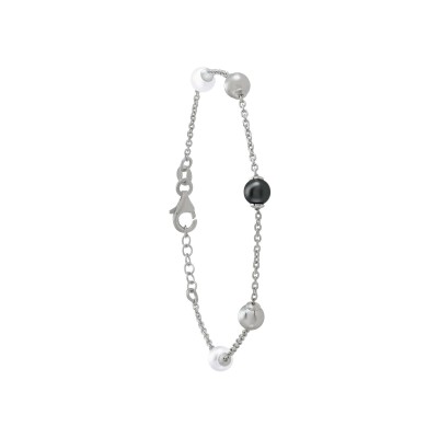 Bracelet Jourdan Bijoux en argent et perles blanches et grises naturelles