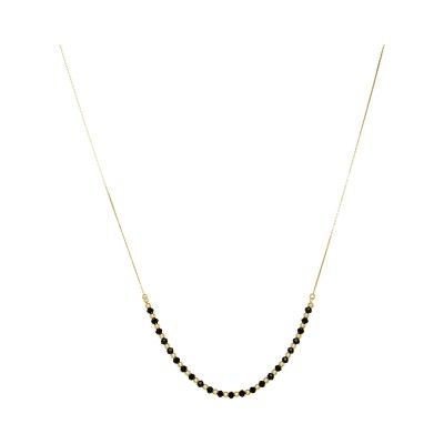 Collier Jourdan Bijoux Aura   en argent doré et perles en verre noir