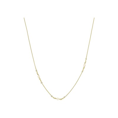 Collier Jourdan Bijoux Harmonie en argent doré, oxydes de zirconium et perle d'eau douce