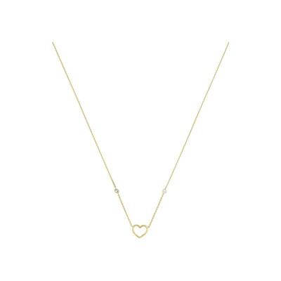 Collier Jourdan Bijoux Idylle en argent doré, oxydes de zirconium et perle d'eau douce