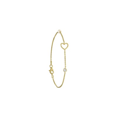 Bracelet Jourdan Bijoux Idylle en argent doré, oxydes de zirconium et perle d'eau douce