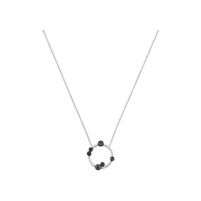Collier Jourdan Bijoux Vita en argent, oxyde de zirconium et hématite