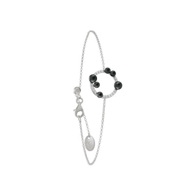 Bracelet Jourdan Bijoux Vita en argent, oxyde de zirconium et hématite