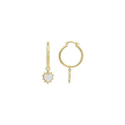 Boucles d'oreilles Jourdan Bijoux Nola en argent doré et nacre