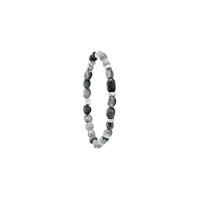 Bracelet Jourdan Bijoux Noir Naturel Roc Argent Boreal en argent 1g et œil d'aigle