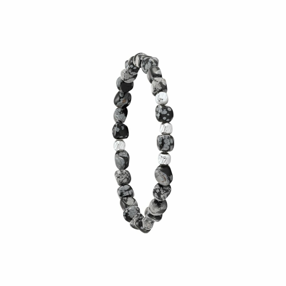 Bracelet Jourdan Bijoux Noir Naturel Roc Argent Boreal en argent 1g et obsidiennes