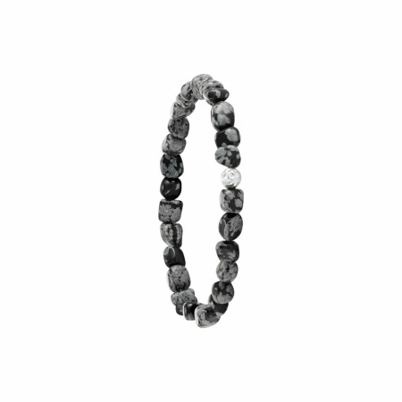 Bracelet Jourdan Bijoux Noir Naturel Roc Argent Boreal en argent 0.5g et obsidiennes