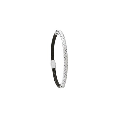Bracelet Jourdan Bijoux Noir Hélios en cuir et argent