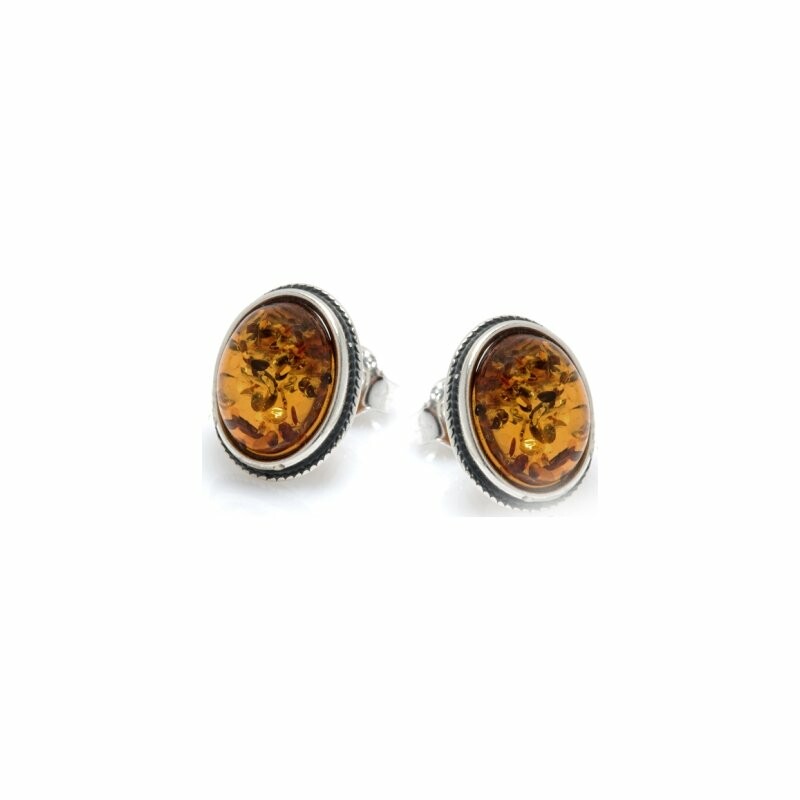 Boucles d'oreilles en argent rhodié et ambre