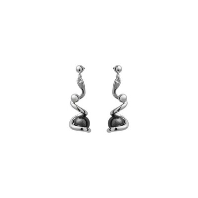 Boucles d'oreilles Jourdan Bijoux Kore en argent et hématite