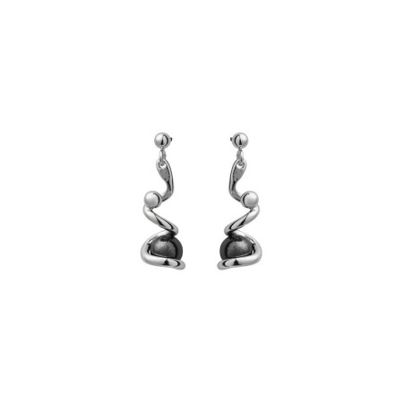 Boucles d'oreilles Jourdan Bijoux Kore en argent et hématite